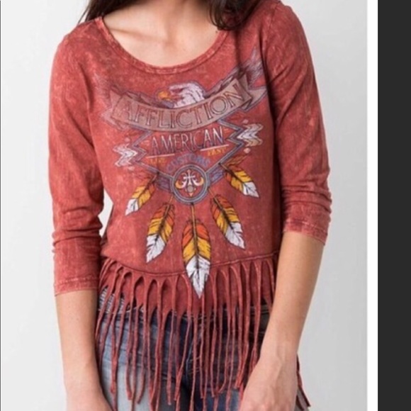 Affliction Tops - Affliction Fringe Shirt